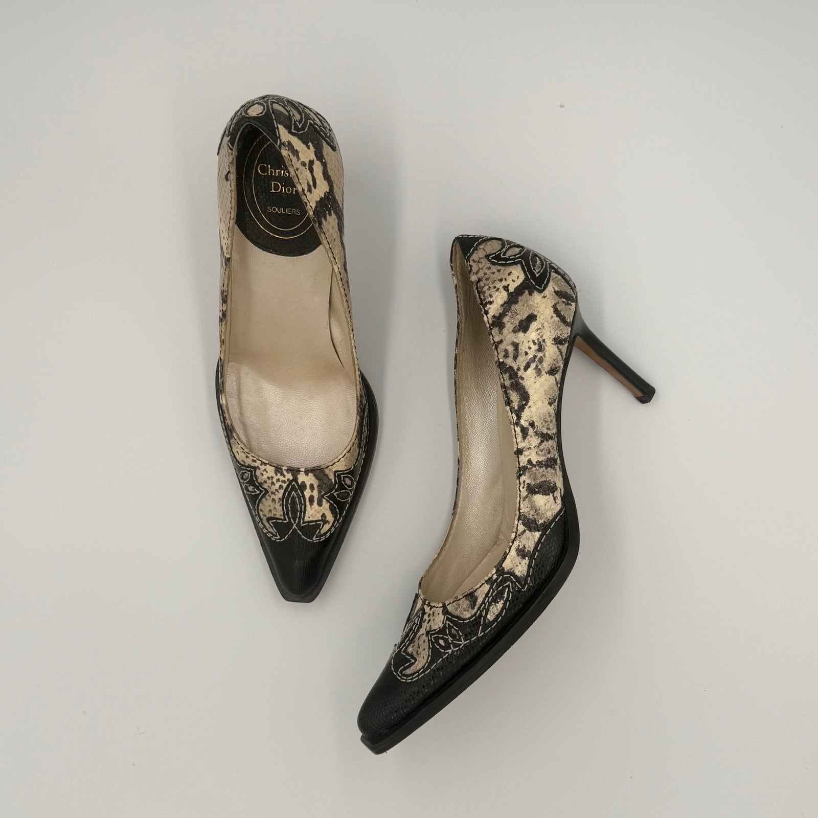 Vintage Christian Dior Python Western Heels